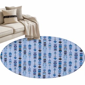 Abstract Tribal Arrows Round Rug 3ft Washable Circle Entryway Rugs Non Slip Boho Middle Century Navy Vertical Area Rug Indoor Carpet for Bedroom Kitchen Living Room Home Office Dining Room Nursery