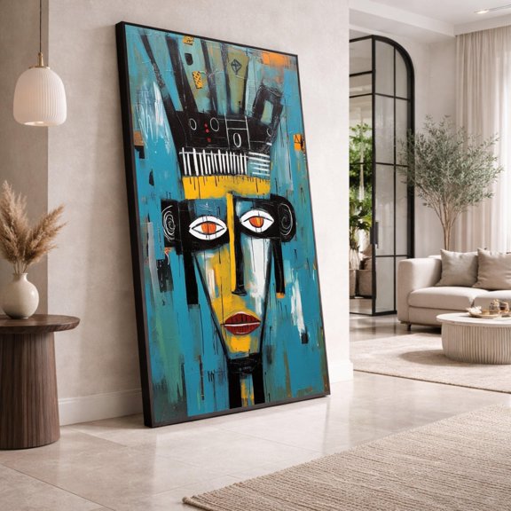 Abstract Tribal Face Expressionist Portrait Contemporary Poster , Poster Print Only