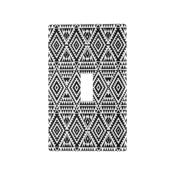 Abstract Tribal Pattern Decorative Wall Plate, Flame Retardant PC Plastic Light Switch & Outlet Cover with Mounting Screws Fits Toggle Switch