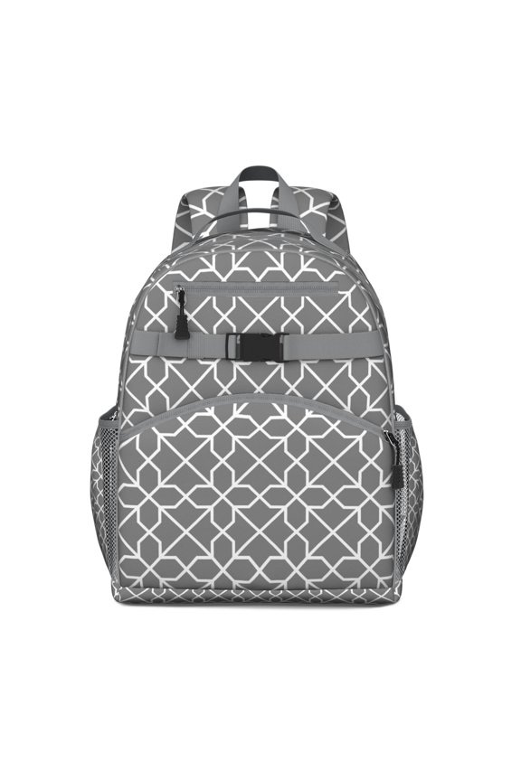 Abstract Tribal Pattern Students Backpack Boho Geometric Floral Book Bag, Lightweight with Chest Strap for s