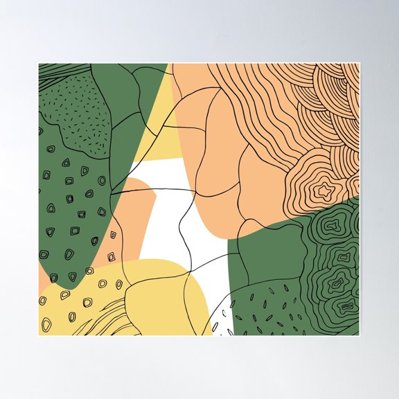 Abstract Tribal Pattern With Black Outlines Vi Poster Wall Art, Modern Wall Decor For Living Room Bedroom, 16x24 UNFRAMED