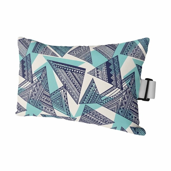Abstract Tribal Triangle Pattern Outdoor Pillow for Chaise Lounge Chair,Rustic Geometric Art Waterproof Headrest Lumbar Pillows with Insert&Elastic Strap for Patio Pool Garden Chairs Decor,1 Pack