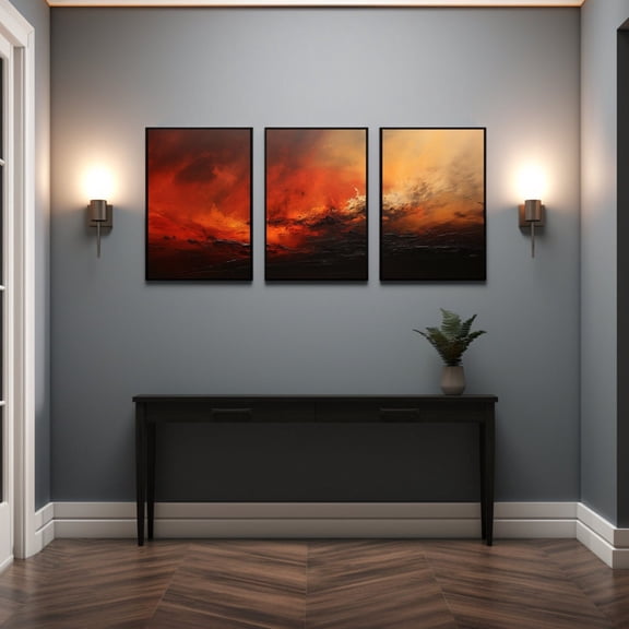 Abstract Triptych Wall Art Oversized Modern Industrial Set of 3 Set 3