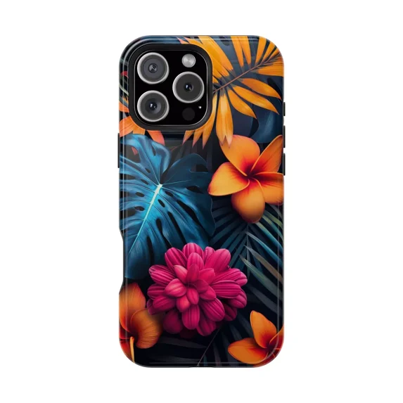 Abstract Tropical Flower Painting Case for iPhone 17 through 11 Pro Max