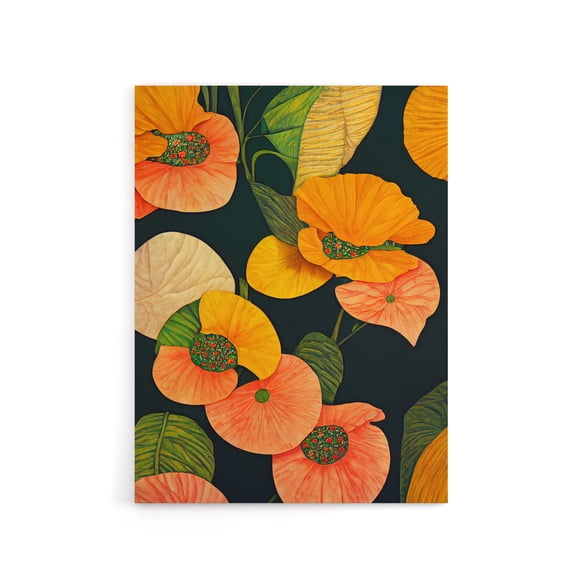 Abstract Tropical Flowers Floral Canvas Wall Art Print 24X32"