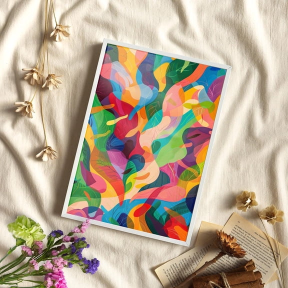 Abstract Tropical Leaves Wall Art, Modern Botanical Decor, Unframed Paper Print Size 8x12