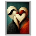 thumbnail image 1 of Abstract True Love Modern Teal Coral Black Artwork Framed Wall Art Print A4, 1 of 4