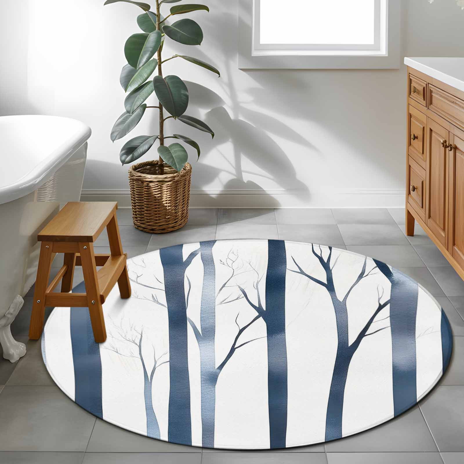 Abstract Trunk 4ft Round Rug for Cozy Reading Nook Home Office Chair ...
