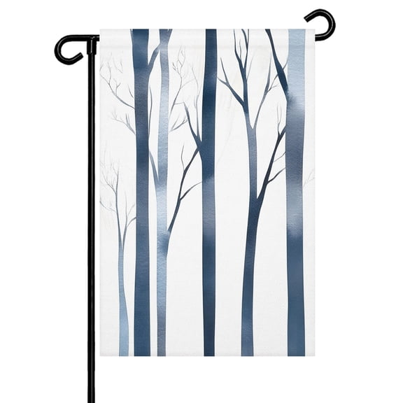 Abstract Trunk Garden Flag 12x18 Inch Vintage Navy Tree Gradient Silhouette Double Sided Small Decorative Garden Flags for Outside, Outdoor Yard Porch Lawn Decoration