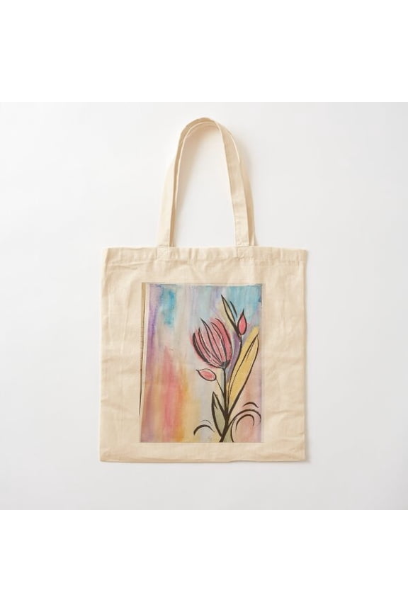 Abstract Tulip Canvas Tote Bags, Reusable Shopping Bag