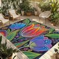 thumbnail image 1 of Abstract Tulip Flowers Outdoor Rug for Patio/Deck/Porch, Non-Slip Large Area Rug 4 x 6 Ft, Spring Colorful Floral Leaf Plant Indoor Outdoor Rugs Washable Area Rugs, Camping Rug Carpet Runner, 1 of 8