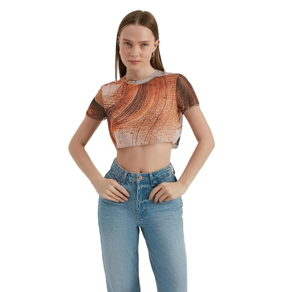 Abstract Tulle Crop Top
