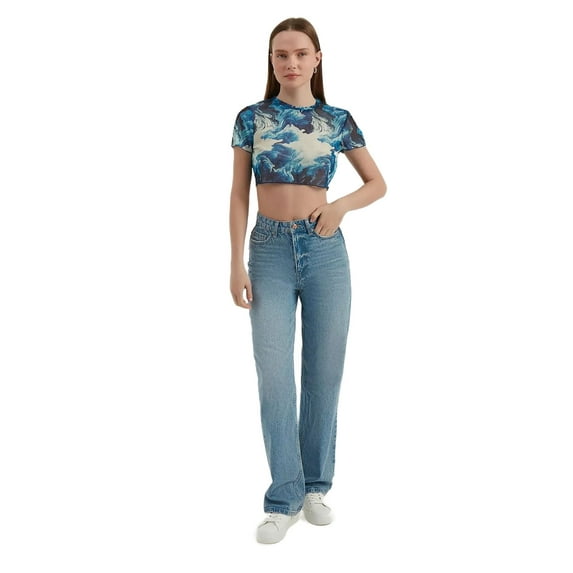 Abstract Tulle Crop Top