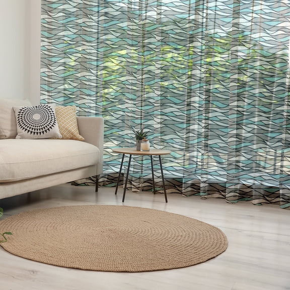 Abstract Tulle Curtains with Rod Pocket, Wave Pattern Horizontal Stripes with Little Dots Design Digital Print, Sheer Drape for Wedding Party 2 Panels, 7 Sizes, Multicolor, by Ambesonne