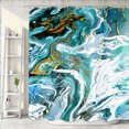 thumbnail image 1 of Abstract Turquoise Blue Marble Shower Curtain,Cute Sage Green Bath Curtain, Modern Ink Art Decor Bathroom Accessories Jade Gold Elegant Texture Luxury Bathroom Curtain Liner Set Hooks, 1 of 5