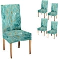 thumbnail image 1 of Abstract Turquoise Chair Covers for Dining Room 4 Pack Decorative Turquoise and Golden Paints Super Fit Stretch Removable Washable Short Dining Chair Protector Cover, 1 of 5