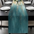 thumbnail image 1 of Abstract Turquoise Gold Table Runner 70 Inches Long, Modern Minimalist Art Kitchen Coffee Dining Table Decoration for Home Party Birthday Wedding Home Decor 13x70 Inches, 1 of 8