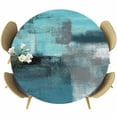 thumbnail image 1 of Abstract Turquoise Grey Graffiti Fitted Round Tablecloths Table Covers 55"-60",Waterproof Table Cloth for Kitchen Holiday Party Tables Decor, 1 of 9