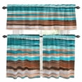 thumbnail image 1 of Abstract Turquoise Kitchen Curtains Valances and Tiers Set of 3 Brown Gradient Vintage Wood Grain Tier Curtains and Valance with Rod Pocket for Small Windows, 27.5"x24", 1 of 9