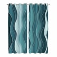 thumbnail image 1 of Abstract Turquoise Moire Kitchen Curtains 84 Inch Length, Gradient Coastal Ocean Geometric Grommet Top Bedroom Living Room Curtains, Light Filtering Cafe Curtain Drapes 2 Panels Set 84''x84'', 1 of 9