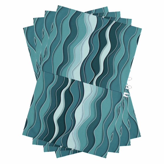 Abstract Turquoise Moire Kitchen Towels Set of 4, Water Absorbent Dish Towel, Gradient Coastal Ocean Geometric Decorative Hand Towels - Quick Drying Cloth for Cooking Baking, 18x28 Inch
