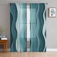 thumbnail image 1 of Abstract Turquoise Moire Sheer Curtains 63 Inch Length 2 Panels Set for Living Room/Bedroom, Gradient Coastal Ocean Geometric Curtain Sheers Drapes Rod Pocket Curtains Window Treatment 52''x63''x2, 1 of 7