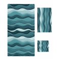 thumbnail image 1 of Abstract Turquoise Moire Towel Set of 3, Soft Microfiber Bath Towels, Hand Towel, Washcloths, Gradient Coastal Ocean Geometric Quick-Dry Absorbent Towels for Bathroom Kitchen Hotel Beach Gym Spa, 1 of 7