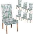 thumbnail image 1 of Abstract Turquoise Parsons Chair Slipcovers 6 Pack Abstract Leaves in Turquoise Gray and White Colors Natural Texture Spandex Super Fit Stretch Removable Washable Kitch, 1 of 5