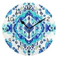 thumbnail image 1 of Abstract Turquoise Rhombus Round Wall Clock Silent Analog Battery Operated Black Pointer Home Decor 9.84" Diameter, 1 of 11