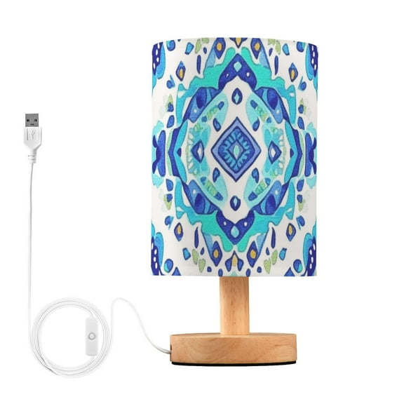 Abstract Turquoise Rhombus Table Lamp with USB Port LED Warm Light Lamp Night Light Home Decor