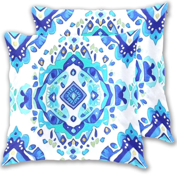 Abstract Turquoise Rhombus Throw Pillow Covers Pillowcases 16 x 16 Inch Home Decor 2 Packs for Bedroom Sofa