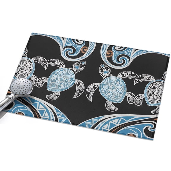 Abstract Turtles Area Rugs 2x3ft Tribal Turtles Animals Blue Boho Floral Texture Floor Rug Non Slip Low Pile Ultra Soft Throw Carpet for Entryway Indoor Entrance Kitchen Bathroom