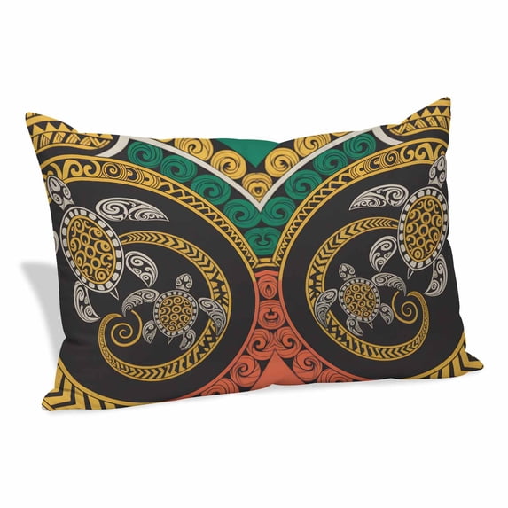 Abstract Turtles Throw Pillow Covers Hawaii Turtles Animals Red Yellow Boho Floral Texture Decorative Lumbar Pillow Cover Rectangle Cushion Case for Sofa Couch Bed Living Room Bedroom 20 X 26 Inches