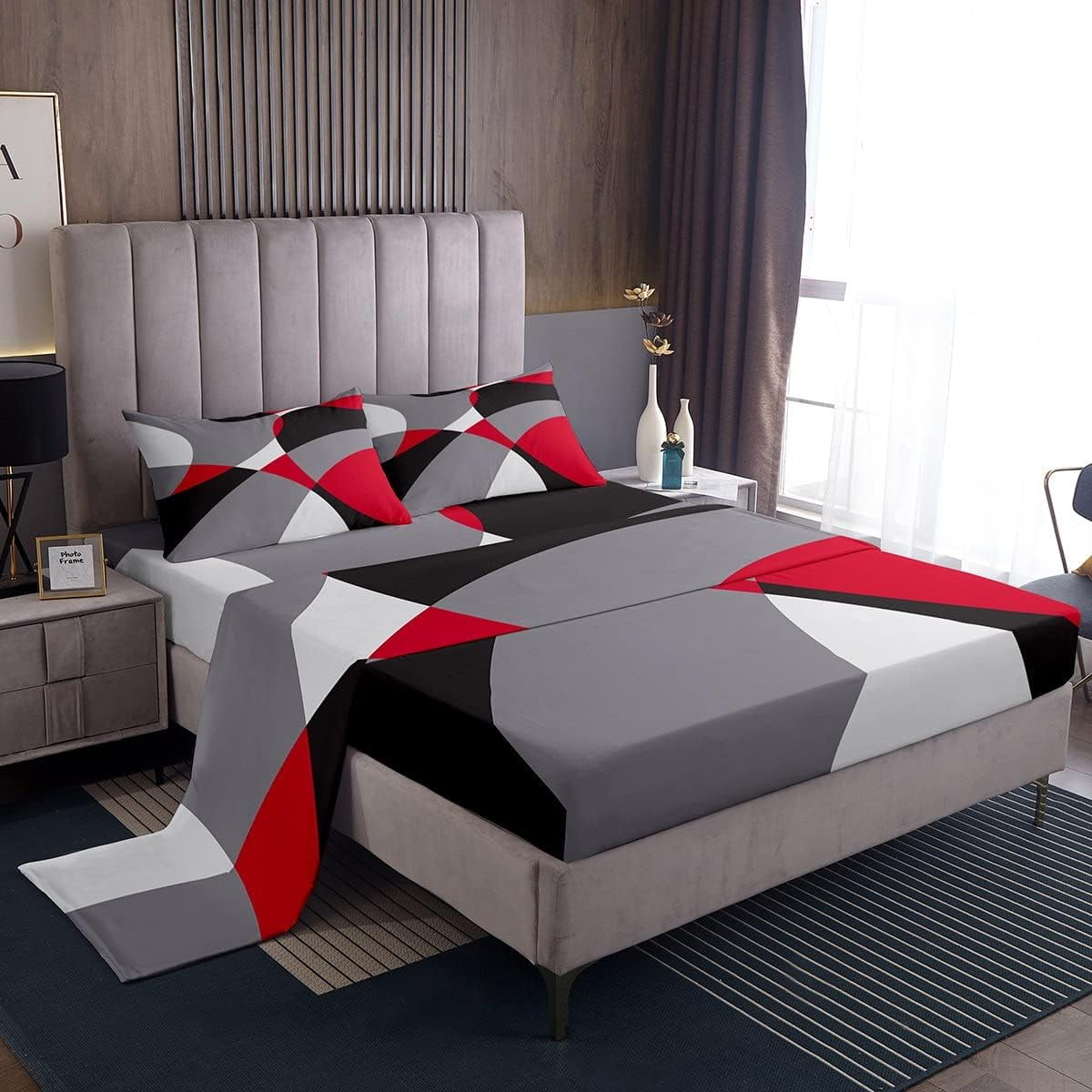 Abstract Twin Sheets Geometric Bed Set, Circle Bed Sheets Set Modern