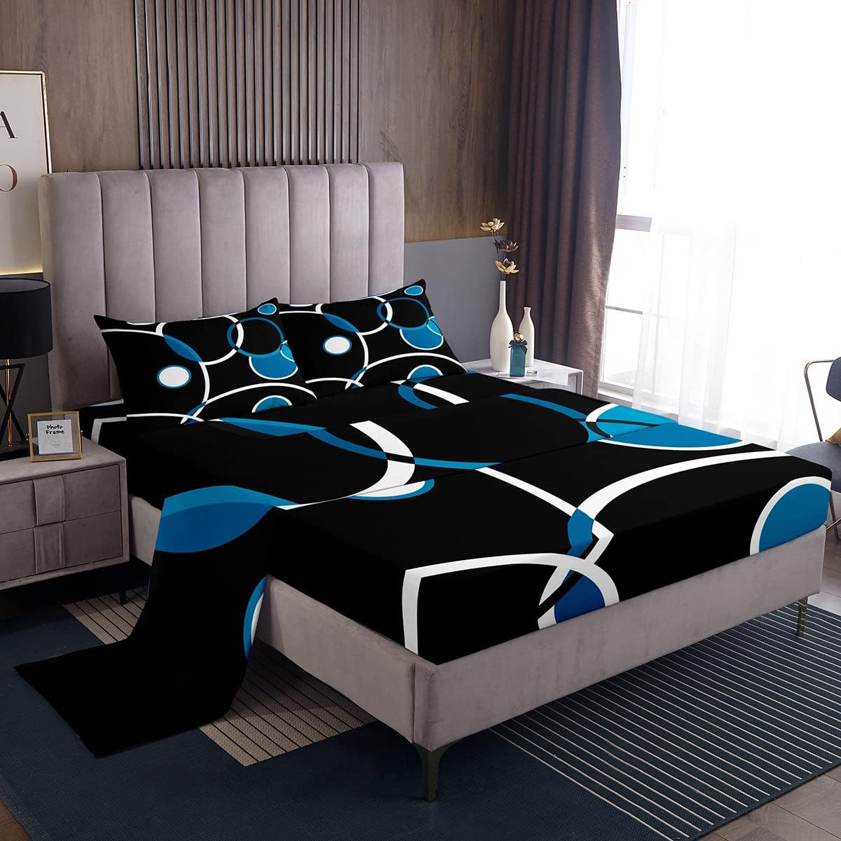 Abstract Twin Sheets Geometric Bed Set, Circle Bed Sheets Set Modern