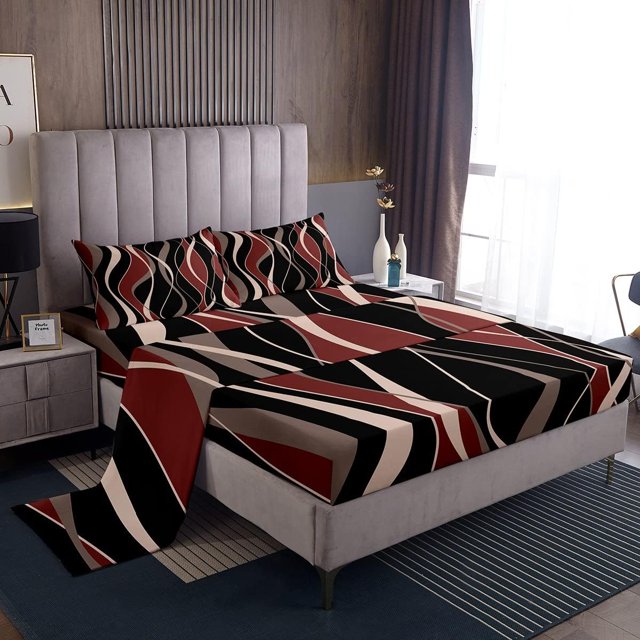 Abstract Twin Sheets Geometric Bed Set, Circle Bed Sheets Set Modern