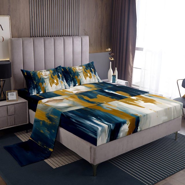 Abstract Twin Sheets Geometric Bed Set, Circle Bed Sheets Set Modern