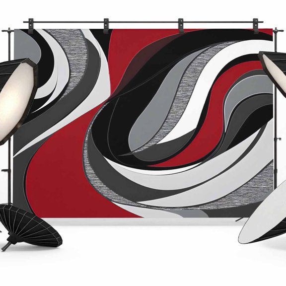 Abstract Twist Art Backdrop for Photography, Black and Red Classic Match Modern Art Photo Backdrop Portrait Background Party Banner Photo Backgrounds for Studio Booth Props, 7x5ft