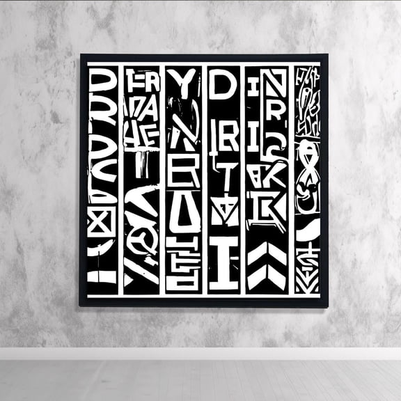 Abstract Typography Wall Art, Black White Print, Modern Graffiti Letters, Minimal Urban Decor, High Quality Print, Art Poster Decor, Size 24x36 UNFFRAMED F03.1.8l1403