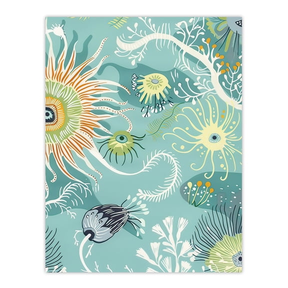 Abstract Under the Sea Drawing Sealife Ocean Bathroom Toilet Large Wall Art Poster Print Thick Paper 18X24 Inch