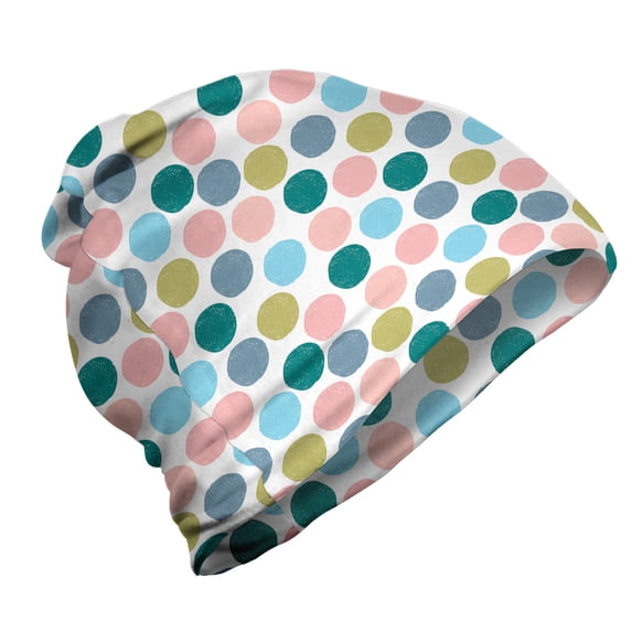 Abstract Unisex Beanie, Pastel Big Polka Dots Art, Hiking Outdoors, Multicolor, by Ambesonne