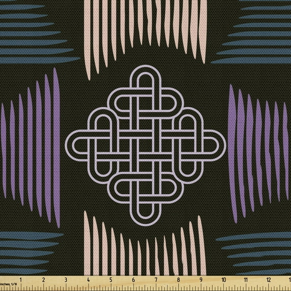 Ambesonne Abstract Fabric by the Yard Upholstery, Art Deco Style Elements, 1 Yard, Charcoal Grey Multicolor