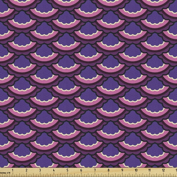 Ambesonne Abstract Fabric by the Yard Upholstery, Continuous Floral Shapes, 1 Yard, Multicolor