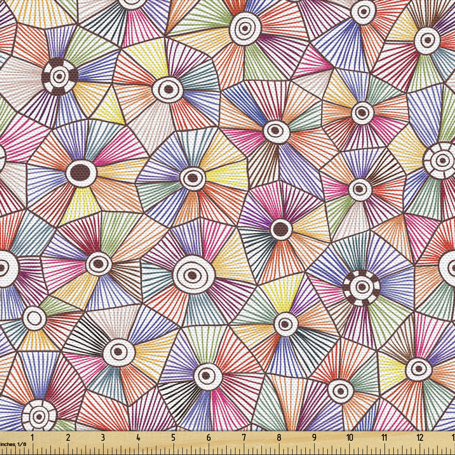 Abstract Upholstery Fabric by the Yard, Doodle Creative Geometric Forms ...
