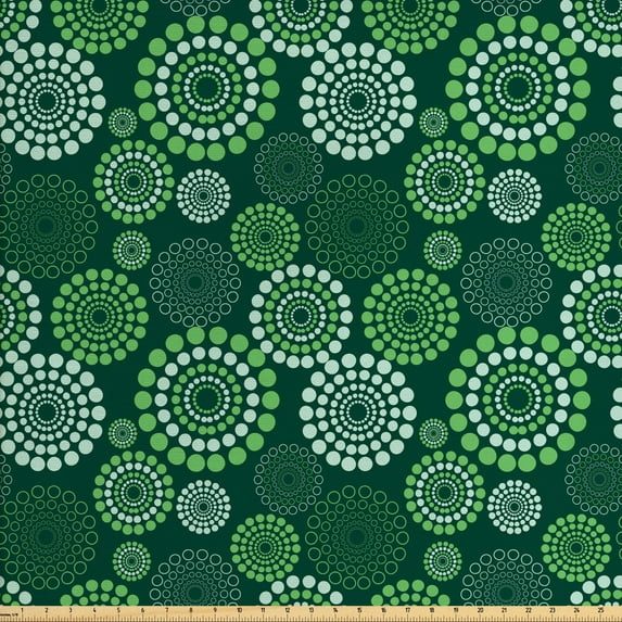 Ambesonne Abstract Fabric by the Yard Upholstery, Green Dotted Pattern, 3 Yards, Apple Green Pale Green
