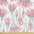 thumbnail image 1 of Ambesonne Abstract Fabric by the Yard Upholstery, Repeated Penicilliums Art, 1 Yard, White and Dark Pink, 1 of 5