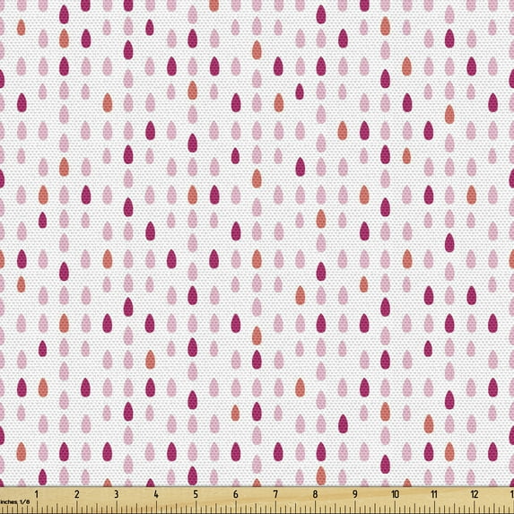 Abstract Upholstery Fabric by the Yard, Little Colored Drops on Plain Background Raining Pattern in Pastel Tones, Decorative Fabric for DIY and Home Accents, Rose Magenta Coral by Ambesonne