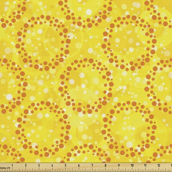 Ambesonne Abstract Fabric by the Yard Upholstery, Pastel Colorful Circulars, 5 Yards, Yellow Dark Orange