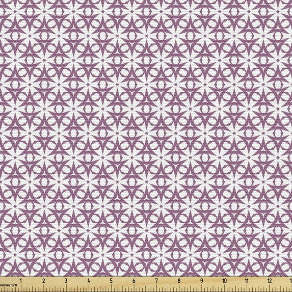 Ambesonne Abstract Fabric by the Yard Upholstery, Geometric Style Motifs, 2 Yards, White and Pale Fuchsia