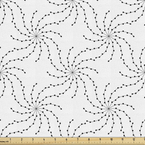 Ambesonne Abstract Fabric by the Yard Upholstery, Spider Net Resemblance, 1 Yard, White and Charcoal Grey